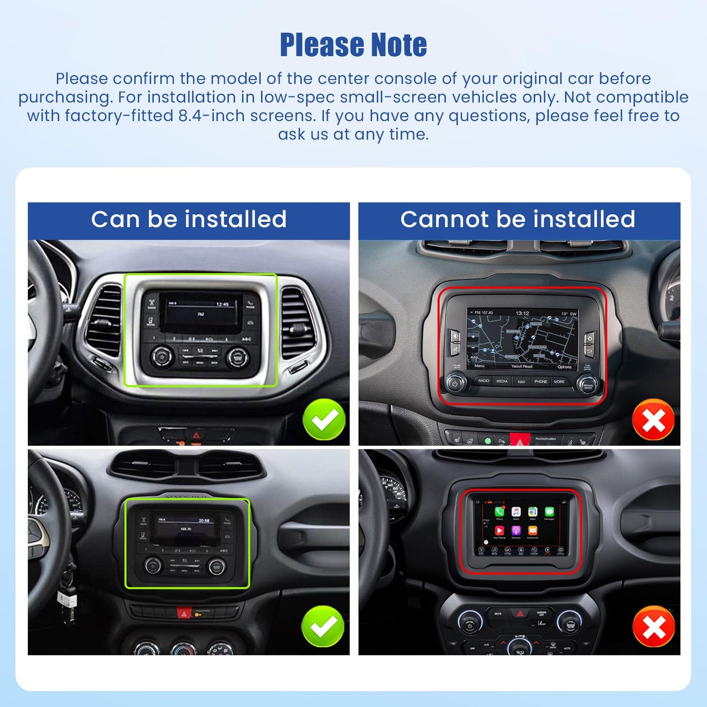 5Ghz WiFi 4G+64G Android 15 Car Radio for Jeep Renegade 2016-2021/Jeep Compass 2017-2020 Car Stereo with Wireless Carplay Android Auto,5.0 Bluetooth,Build-in EQ,7inch IPS Touchscreen,GPS,FM/RDS SWC