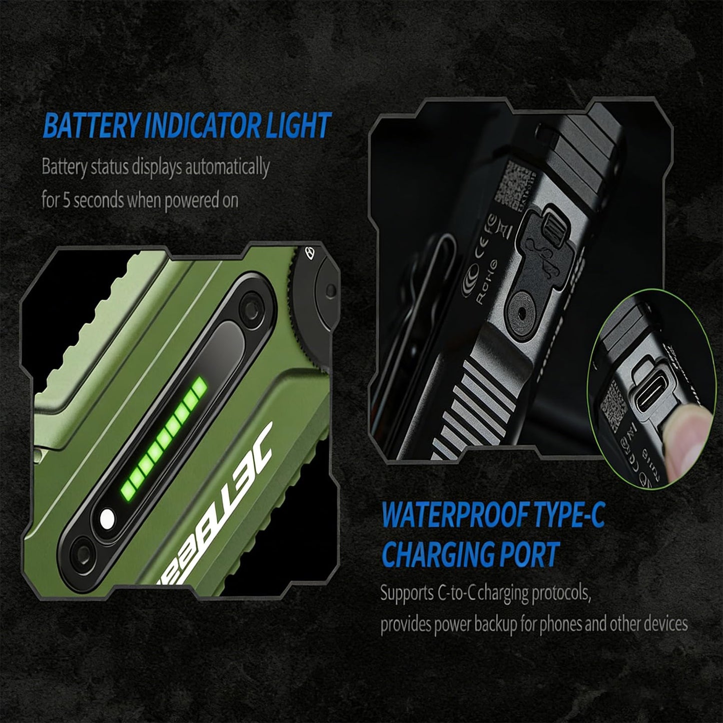 JETBeam E28 Flat EDC Flashlight, 3300 LM Rechargeable Multi-Mode LED with RGB/UV/LED Model, IPX8 Waterproof Magnetic Base, 350H Runtime, Floodlight & Spotlight for Emergency & Work