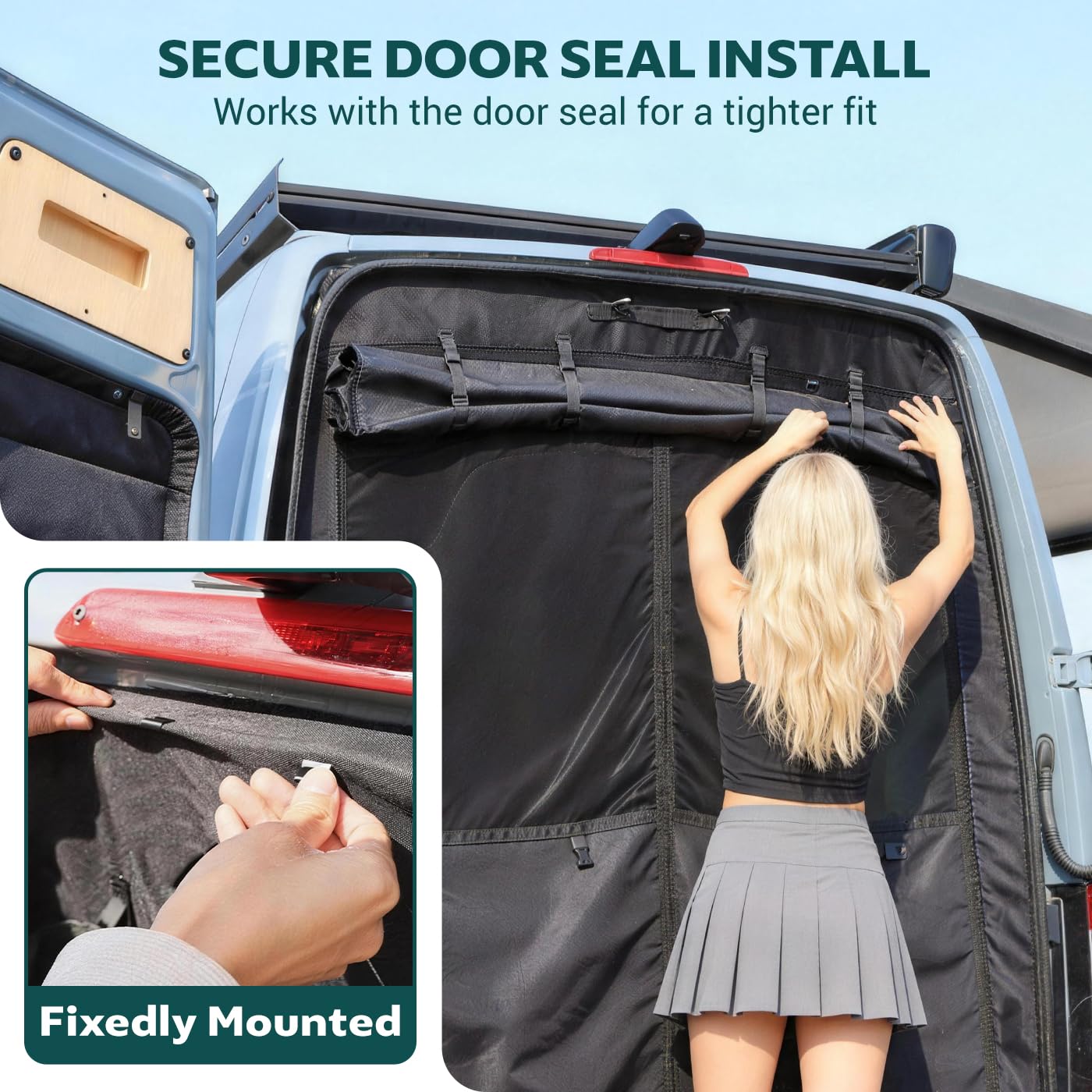 VANNCAMP Magnetic Bug Screen for Ford Transit High Roof Van 2015-2026,Sliding Door Bug Mesh Screen, Weighted Bottom Seam for Wind Resistance, Hands Free, Center Magnetic Closure