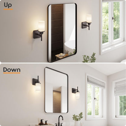AONEON Wall Sconce Vanity Light Fixture, 1-Light, Frosted Glass, Oil-Rubbed Bronze, Model T001ORB-L1