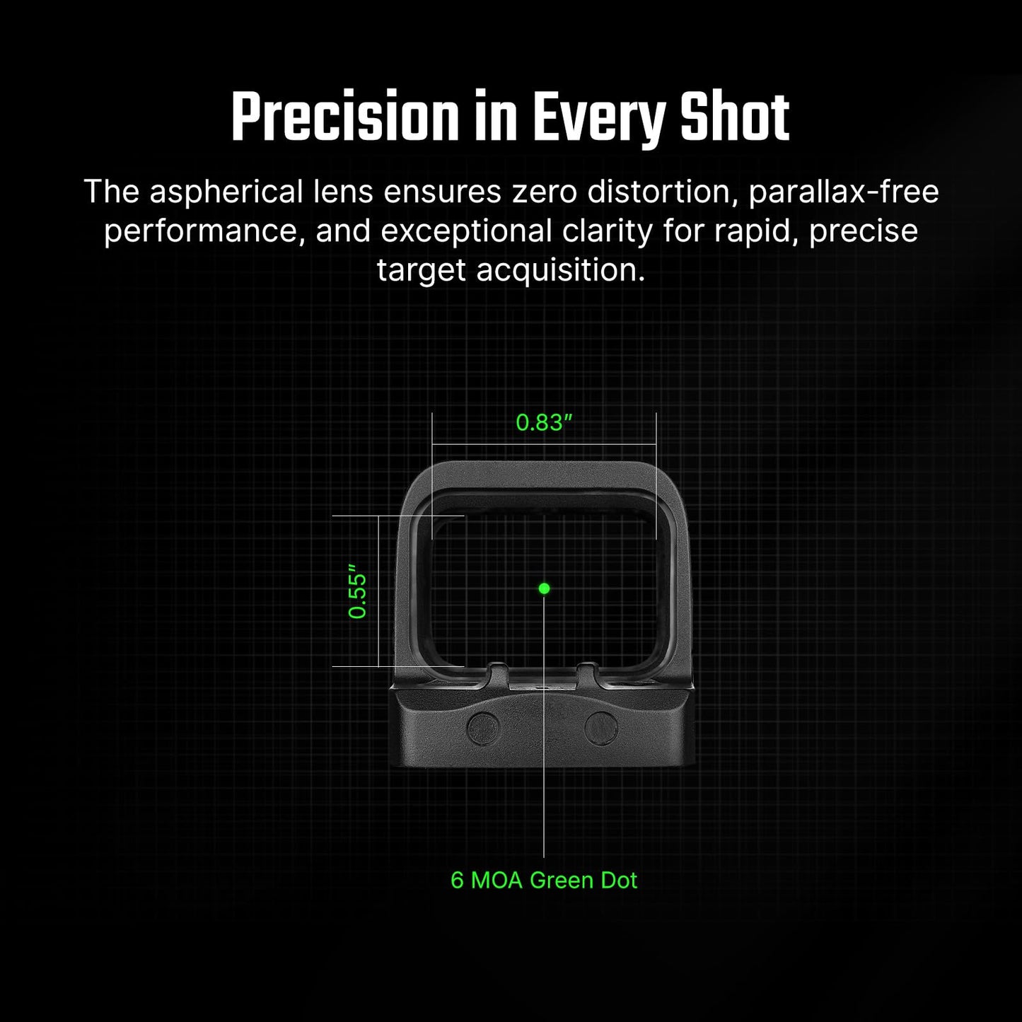 OSIGHT SE 6 MOA Green Dot Enclosed Micro Sight with RMSc/K Footprint, Parallax-Free Durable Optic for Subcompact Setups