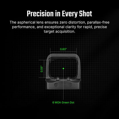 OSIGHT SE 6 MOA Green Dot Enclosed Micro Sight with RMSc/K Footprint, Parallax-Free Durable Optic for Subcompact Setups