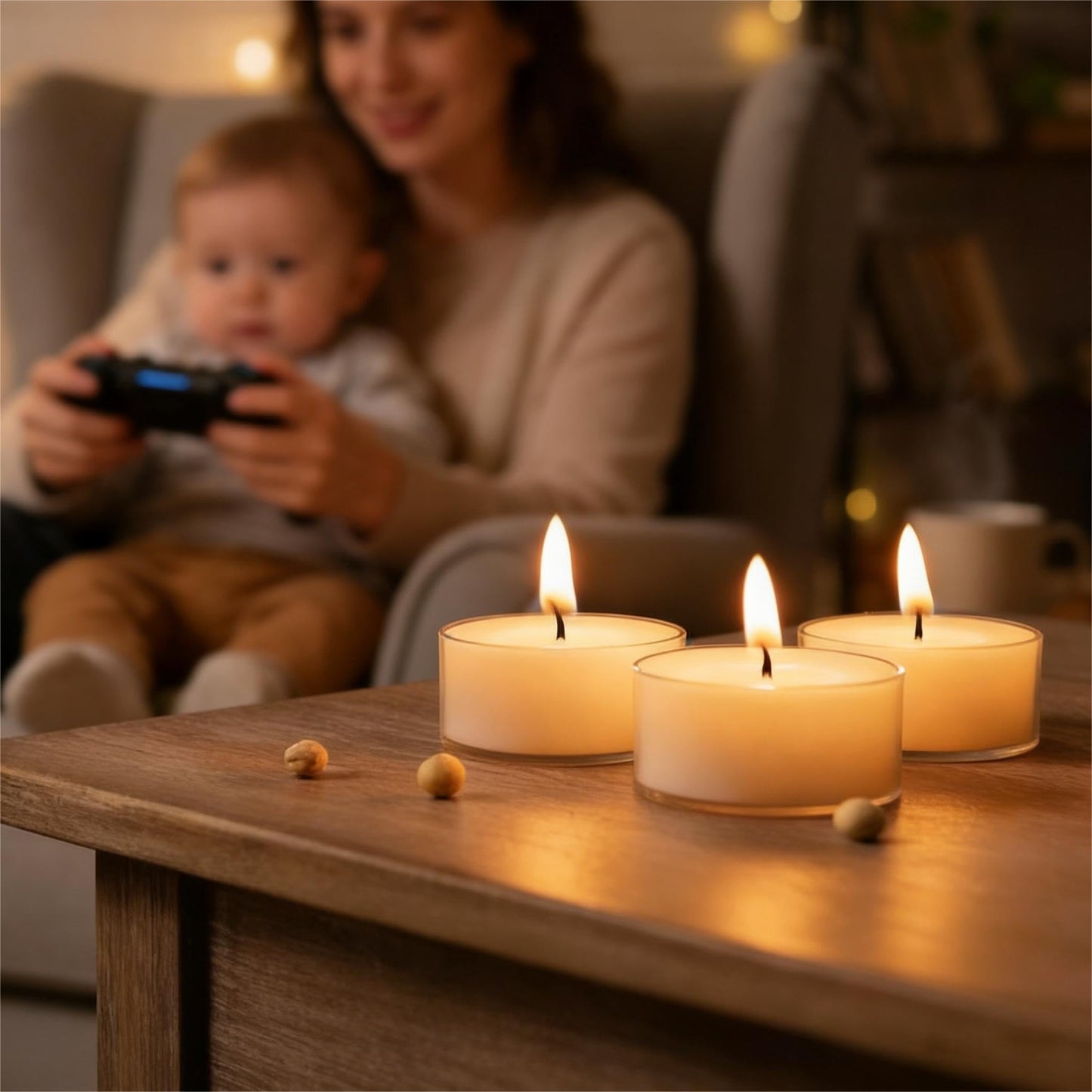 Soy Wax Tealight Candles 50Packs, 4 Hour Long Burning, Unscented White Smokeless Candles, Non-Toxic Paraffin-Free Clear Acrylic Cup Tea Lights for Weddings, Home, Emergencies & Dinner
