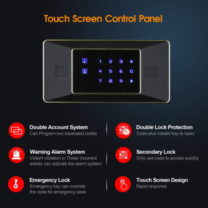 TIGERKING 2.05 Cu Ft Heavy Duty Security Home Safe – Digital Touchscreen Lock, Anti-Theft, Adjustable Shelves, Easy to Use, Ideal for Home or Office, White