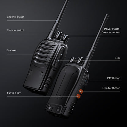 BAOFENG BF-888S Walkie Talkies for Adults Rechargeable Long Range 16 Channel Professional Walky Talky and Security Headphones Flashlight Li-ion Battery and Charger (10 Pack)