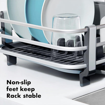 OXO Good Grips Dish Rack - Rustproof Aluminum Design for Efficient Drying | Space-Saving Size