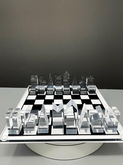 Luxury Acrylic Chess Set Sophisticated Stylish Design Multiple Colors Available (Clear/Gray-Smoke)