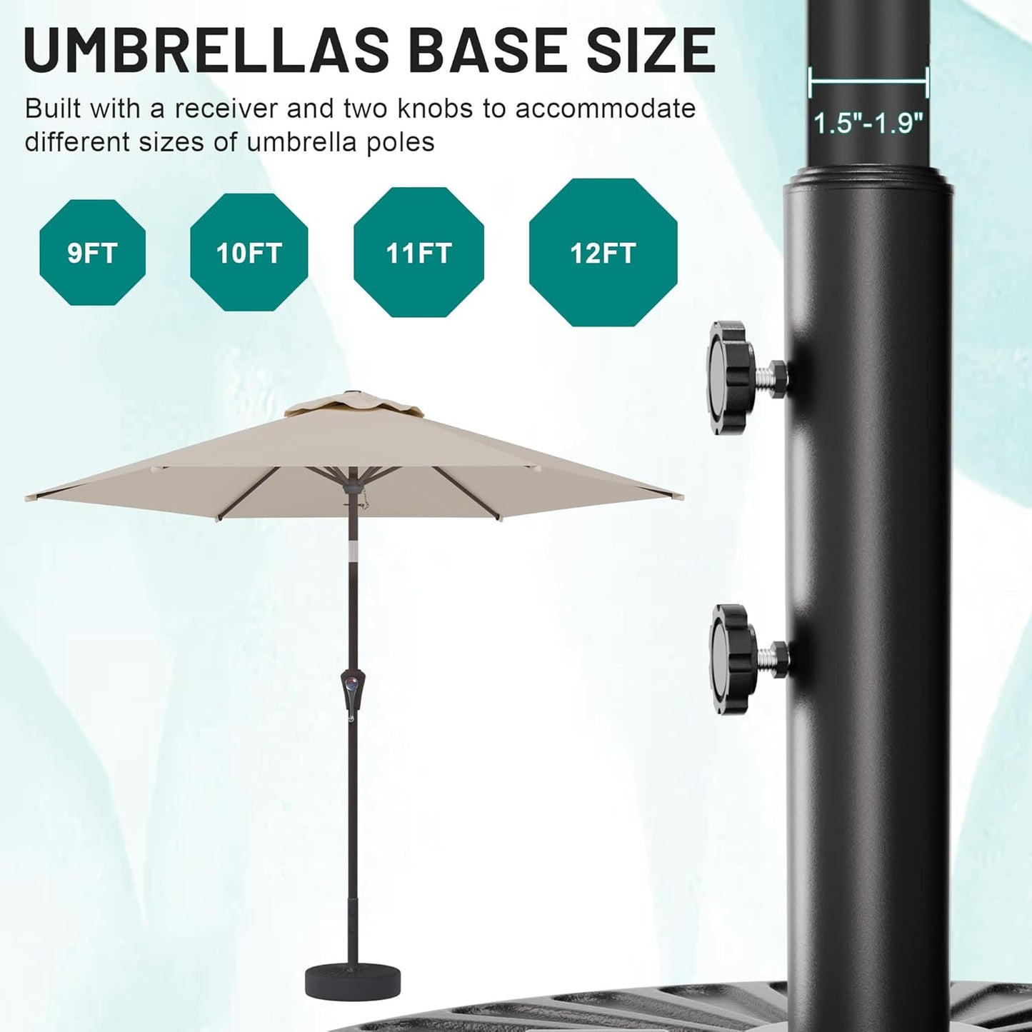 AreShark Patio Umbrella Stand - 81.5lb Max Capacity Water-Filled Base | Heavy Duty Black Outdoor Holder
