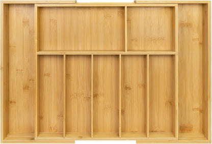 Utoplike Extra Large Bamboo Drawer Organizer - Expandable Utensil Holder with 7-9 Slots