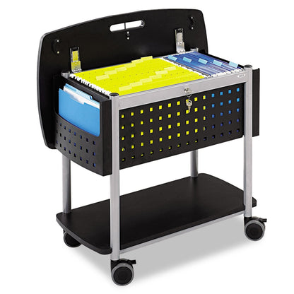 Safco Scoot Mobile File Cart with Work Surface, Fits Letter and Legal-Size Hanging Folders, Includes a Locking Lid & Key