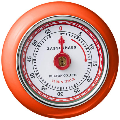 Zassenhaus Magnetic Retro Kitchen Timer, Classic Mechanical Cooking Timer (Black)