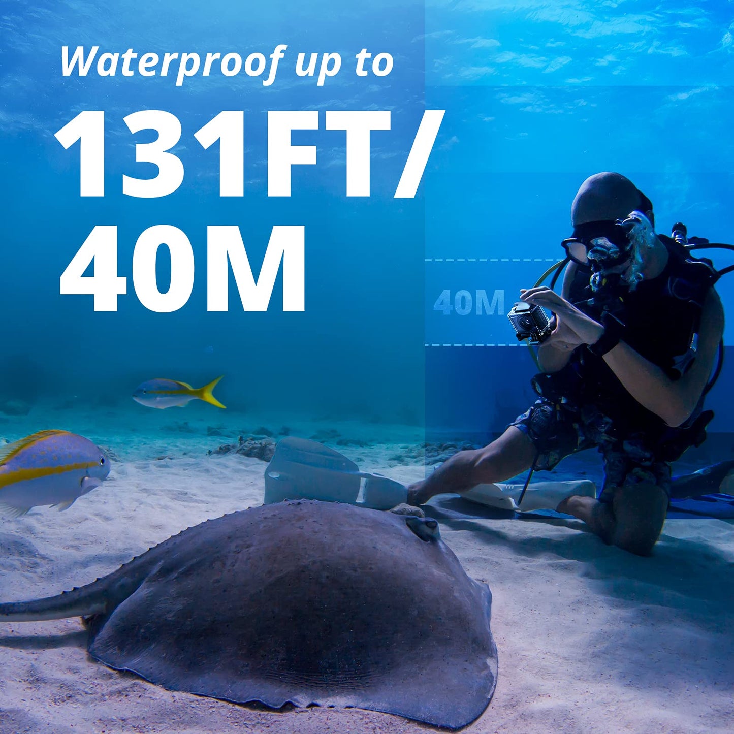 AKASO Brave 4 Pro 4K30FPS Action Camera - 131ft Underwater Camcorder Waterproof Camera with Touch Screen Advanced EIS Remote Control 5X Zoom Underwater Camera Support External Mic