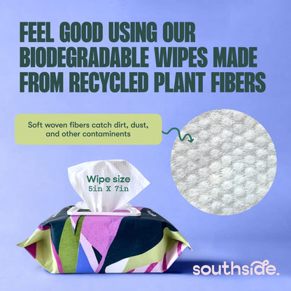 Southside Plants Plant Cleaning Wipes - Gentle, Plant-Based Leaf Wipes for Shiny Leaves | Unscented, Extra Thick - 80 Ct