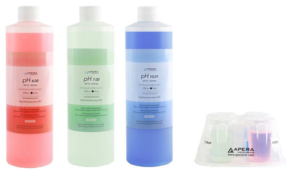 APERA INSTRUMENTS AI1116 pH Calibration Solution Kit (7.00, 4.00, 10.01), 16 oz. Each, Plus a CalPod Solution Holder for Easy Calibration, NIST traceable