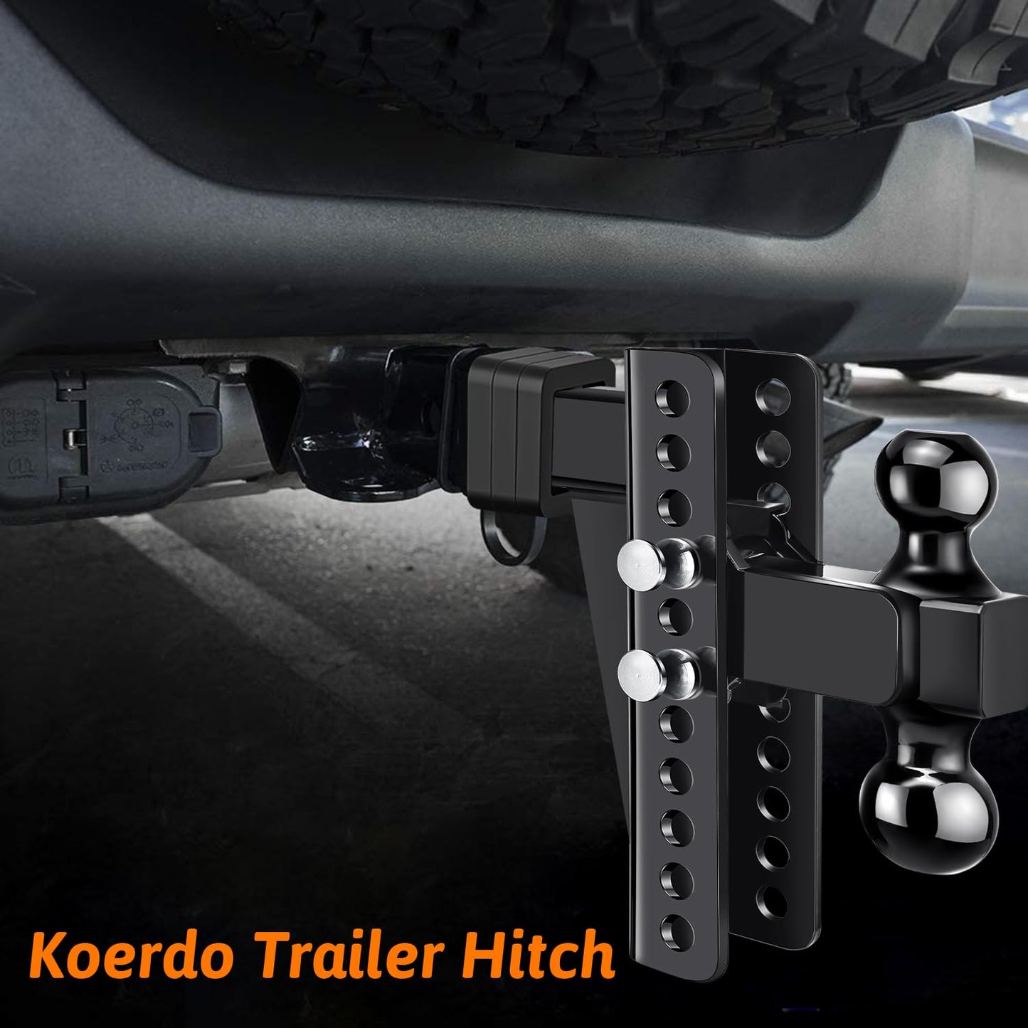 Adjustable Trailer Hitch -Drop Hitch-Tow Hitch FITS 2.5 inch Receiver-8inch Drop/Rise, 2" & 2-5/16" Ball Hitches for Trucks, 22,000 LBS GTW, Trailer Hitches with Anti-Theft Pin, Black