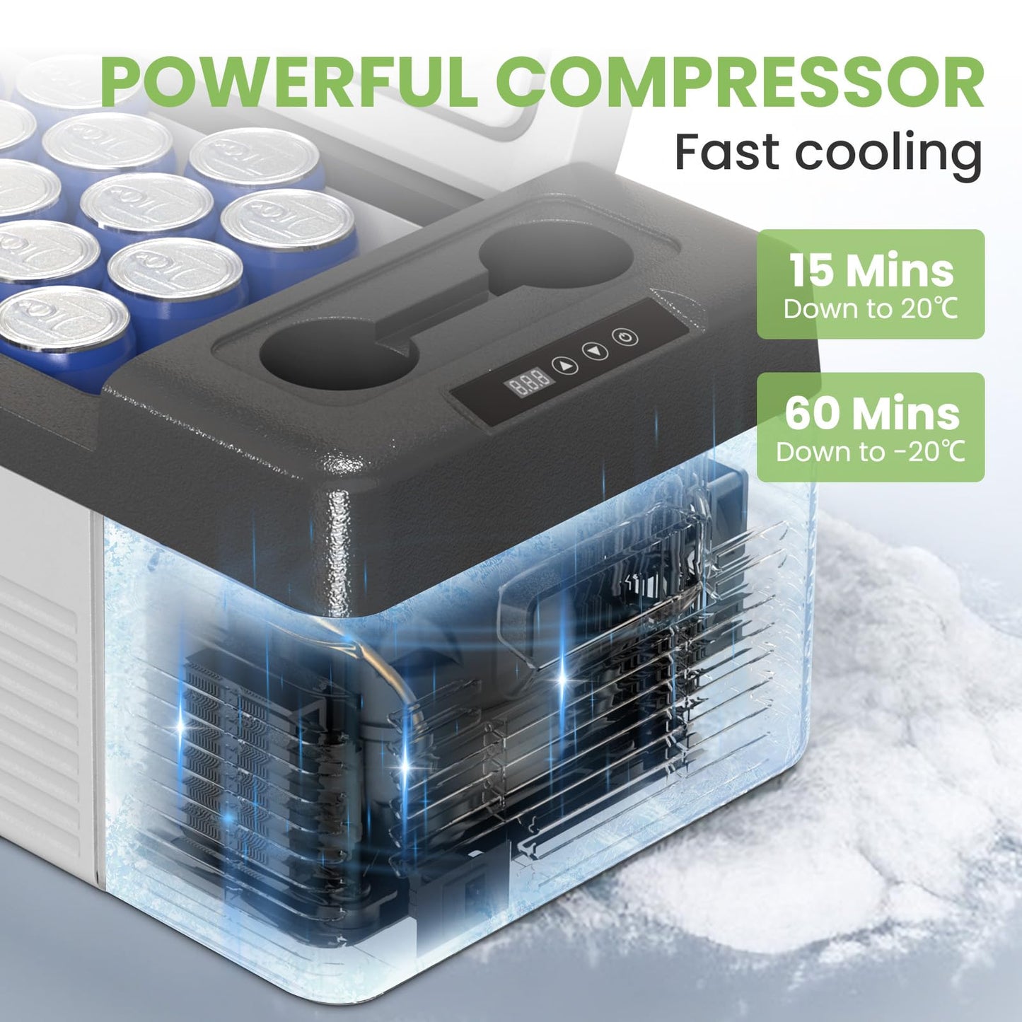 Alpicool Car Refrigerator 12 Volt Portable Car Fridge 16 Quart（15 L Electric Cooler with AC/DC，Car Refrigerator Freezer for Truck Van RV Camper SUV, Camping Boat Travel，-4~68°F