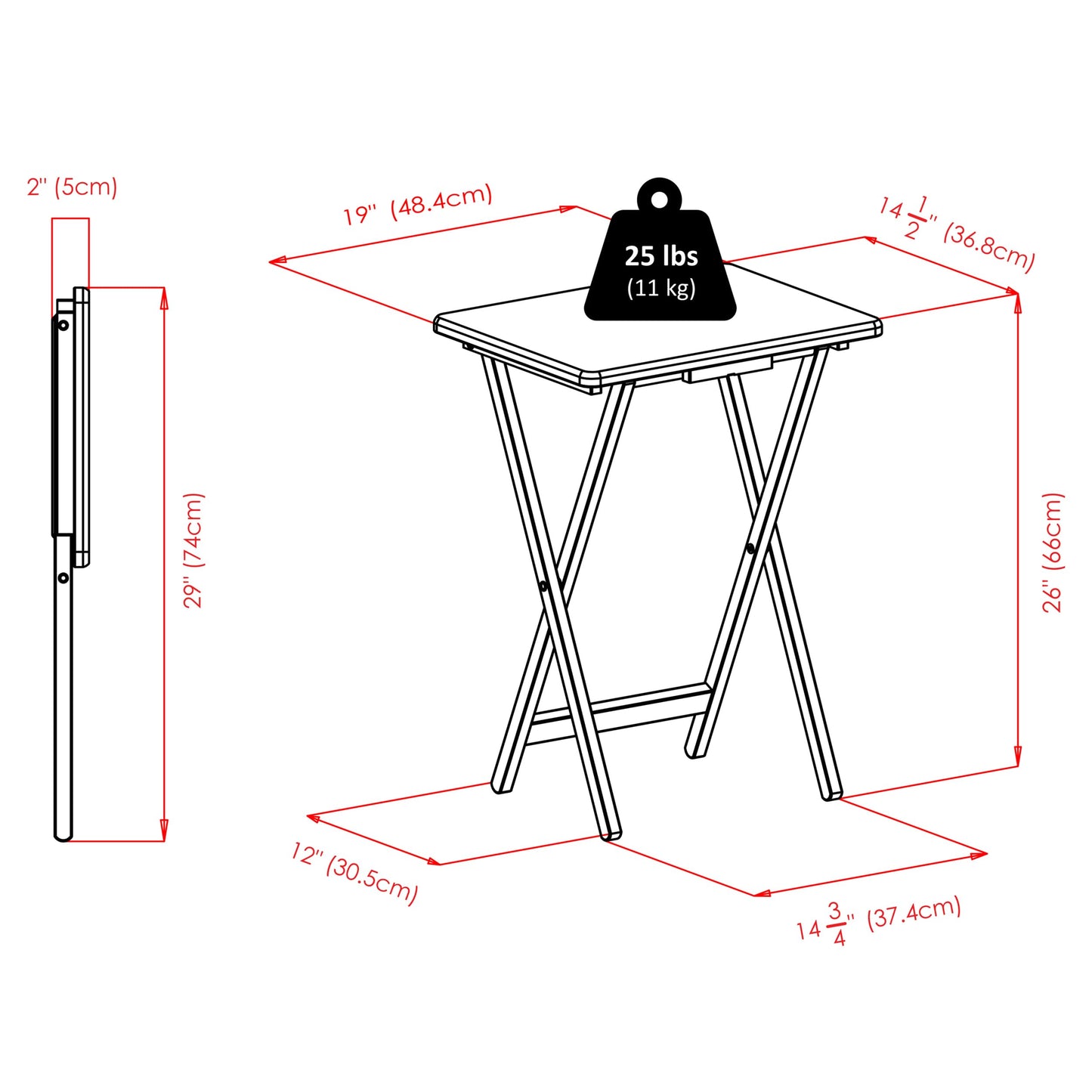 Winsome Isabelle Set of 4 Foldable Snack Tables with Storage Rack, Easy to Store Portable Fold Up Table Set for Kitchen, Living Room TV Dining, Crafts, Puzzles, Work from Home