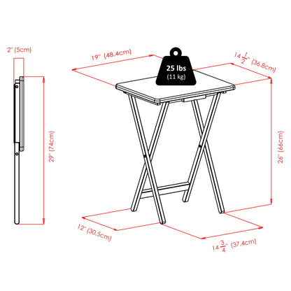 Winsome Isabelle Set of 4 Foldable Snack Tables with Storage Rack, Easy to Store Portable Fold Up Table Set for Kitchen, Living Room TV Dining, Crafts, Puzzles, Work from Home