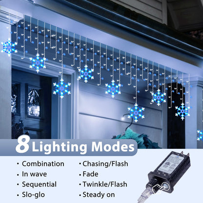 Minetom Icicle Lights Outdoor, 20FT 200 LED, 8 Modes, Timer, Waterproof, Blue & White, Model DMO-300
