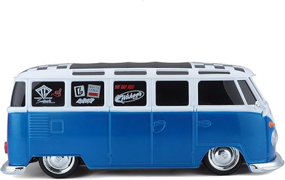 Maisto 1:24 RC VW Van Samba 2.4GHZ Remote Control Vehicle White/Blue (81529-00000009)