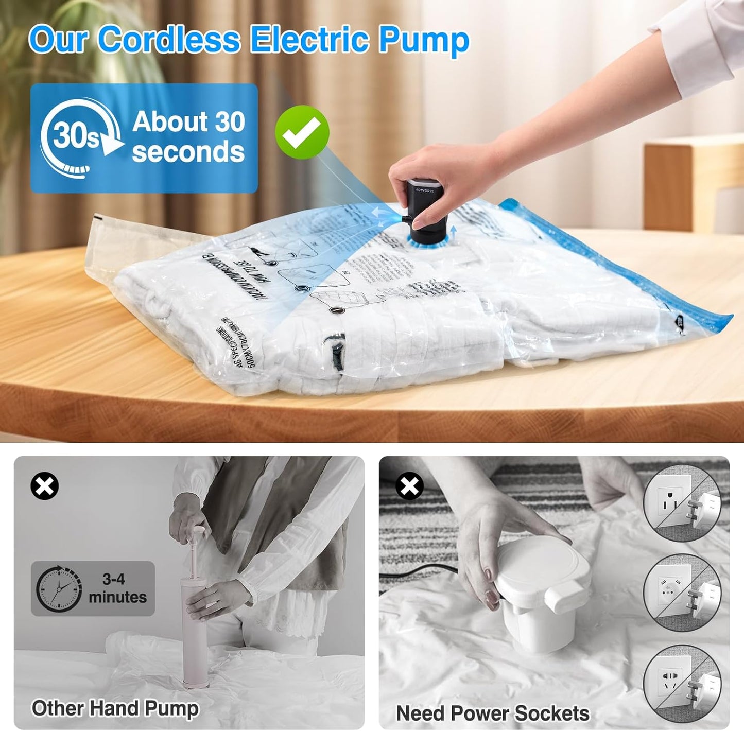 Skiennix Cordless Electric Pump - Portable Vacuum Storage Bag Sealer for Clothes & Luggage (Black)