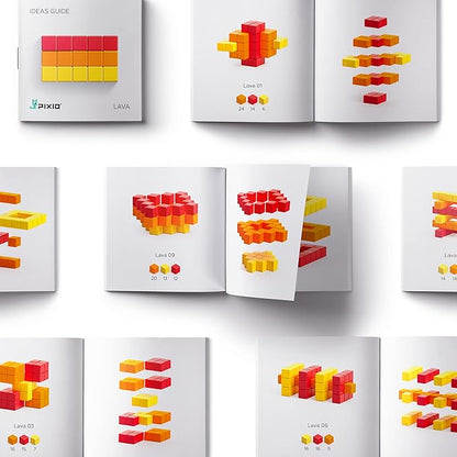 PIXIO Lava - Tiny Magnetic Blocks Building Toy in The Pixel Art Style with Free App - 5/16 Plastic Cubes with 6 Magnets Inside - Open Ended Toy - Creativity Toy for Ages 6+ - 60pcs