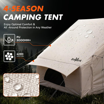 Inflatable Tent with Skylight, 4-6 Person Portable Blow Up Tent, Hot Tent with Stove Jack, Inflatable House for Camping, Quick Setup Air Tent for Family Outdoor, Hiking, Glamping, Waterproof with Pump