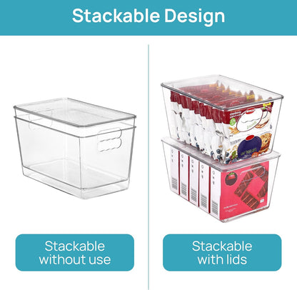 Vtopmart Clear Stackable Storage Bins - 6 Pack Large Plastic Containers with Lids for Pantry & Closet Organization
