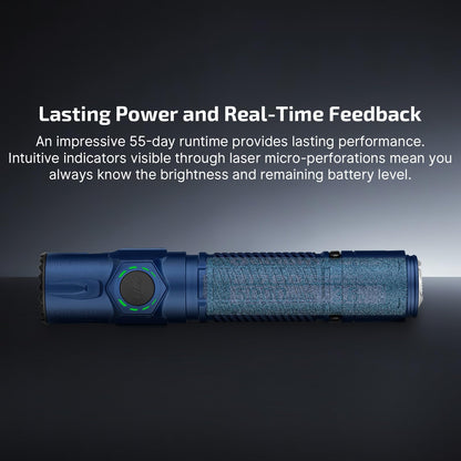 OLIGHT Warrior Ultra 2500 Lumens Tactical Flashlight, Compact Dual Switches Rechargeable Bright Light with Proximity Sensor, Suitable for Emergency, Outdoor, Searching(Navy Blue)