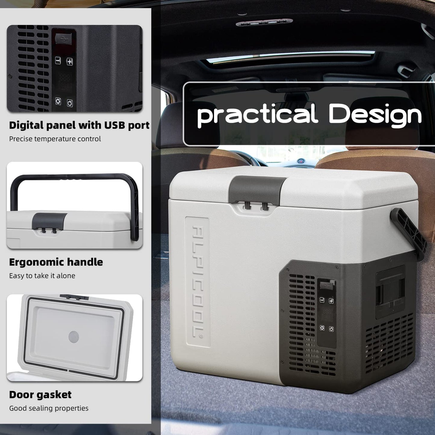 Alpicool P18 Portable Fridge 12 Volt Car Refrigerator 19 Quart Freezer for Fishing, Camping, RV, Truck, Boat-12/24V DC