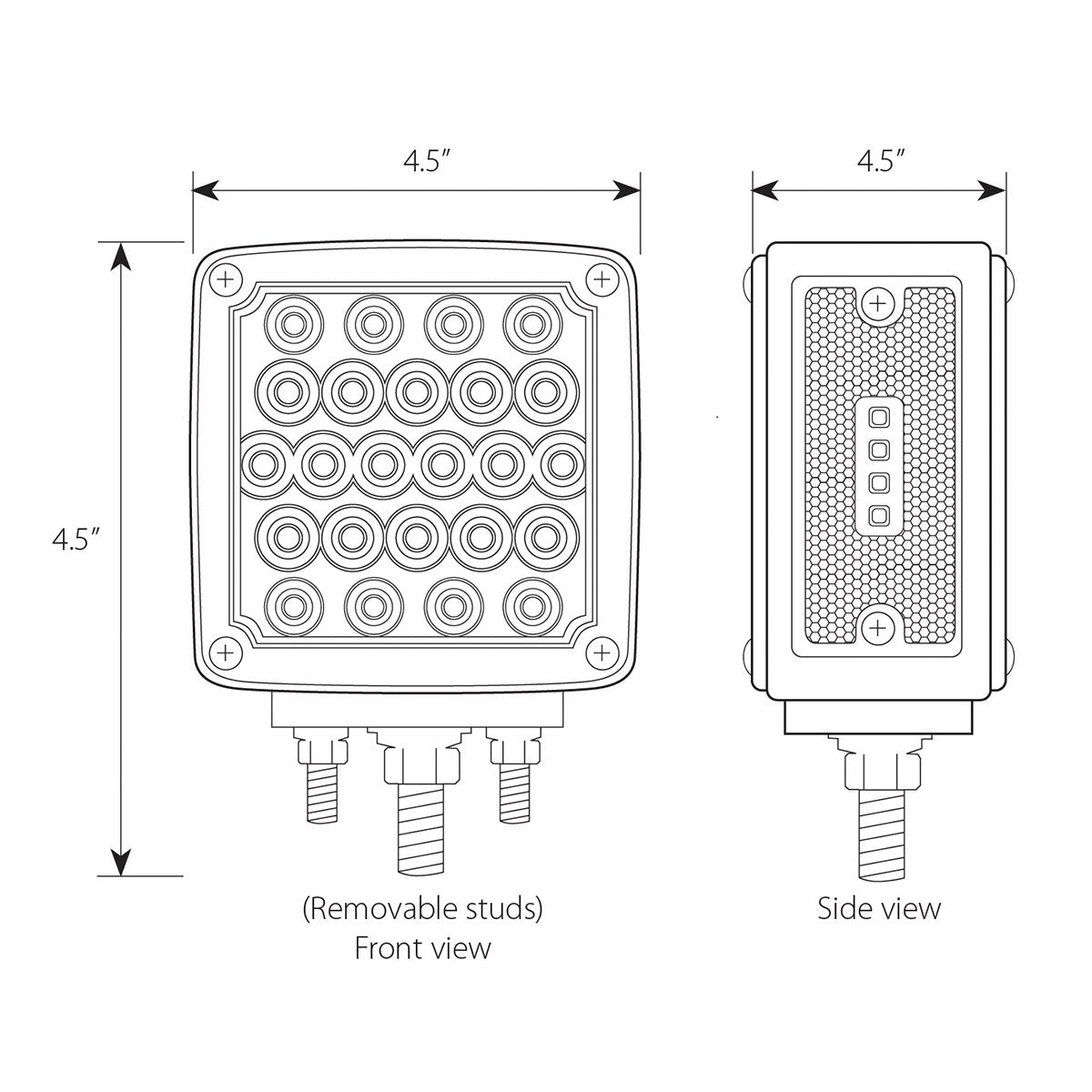 GG Grand General 77616 LED Pedestal Light (Square Double Faced Dual Function Amber/Red Pearl with Clear Lens in Twin Pack)