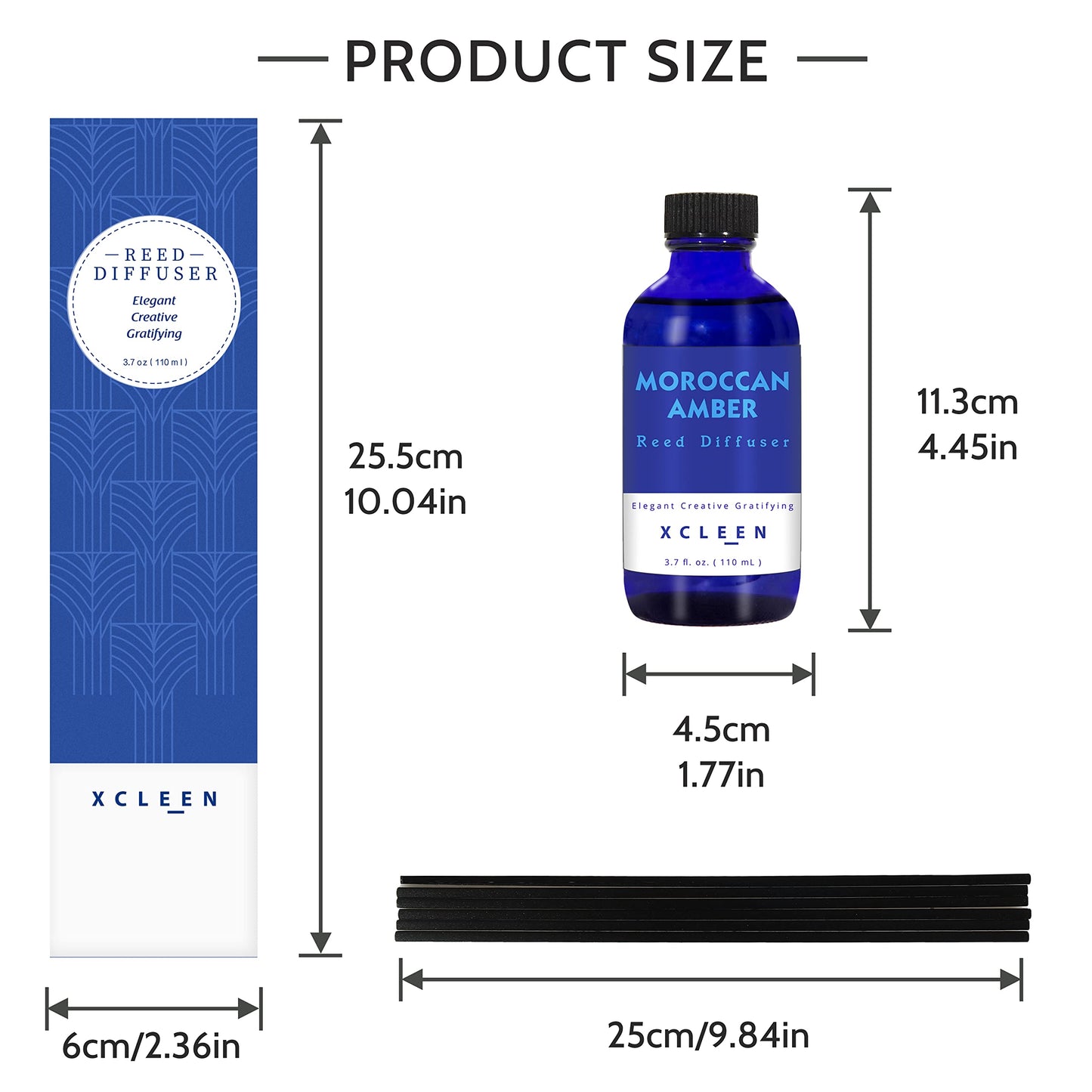 Reed Diffusers Set, 3.7 Oz Scent Diffuser, 6 Reed Diffuser Sticks, Home Fragrance Hyacinth, Peony & Citrus, Aromatherapy Oil Diffuser Reeds, More Masculine Scent, Bathroom & Office Decor 110ml