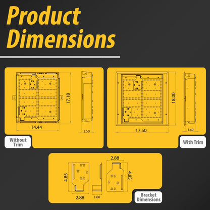 DATA COMM Electronics 45-8031-1C Recessed Media Box Outlet - Integrated Duplex 20A Commercial Receptacle, TV Wall-Mount, Streamlined Cable & Cord Management, Home & Office