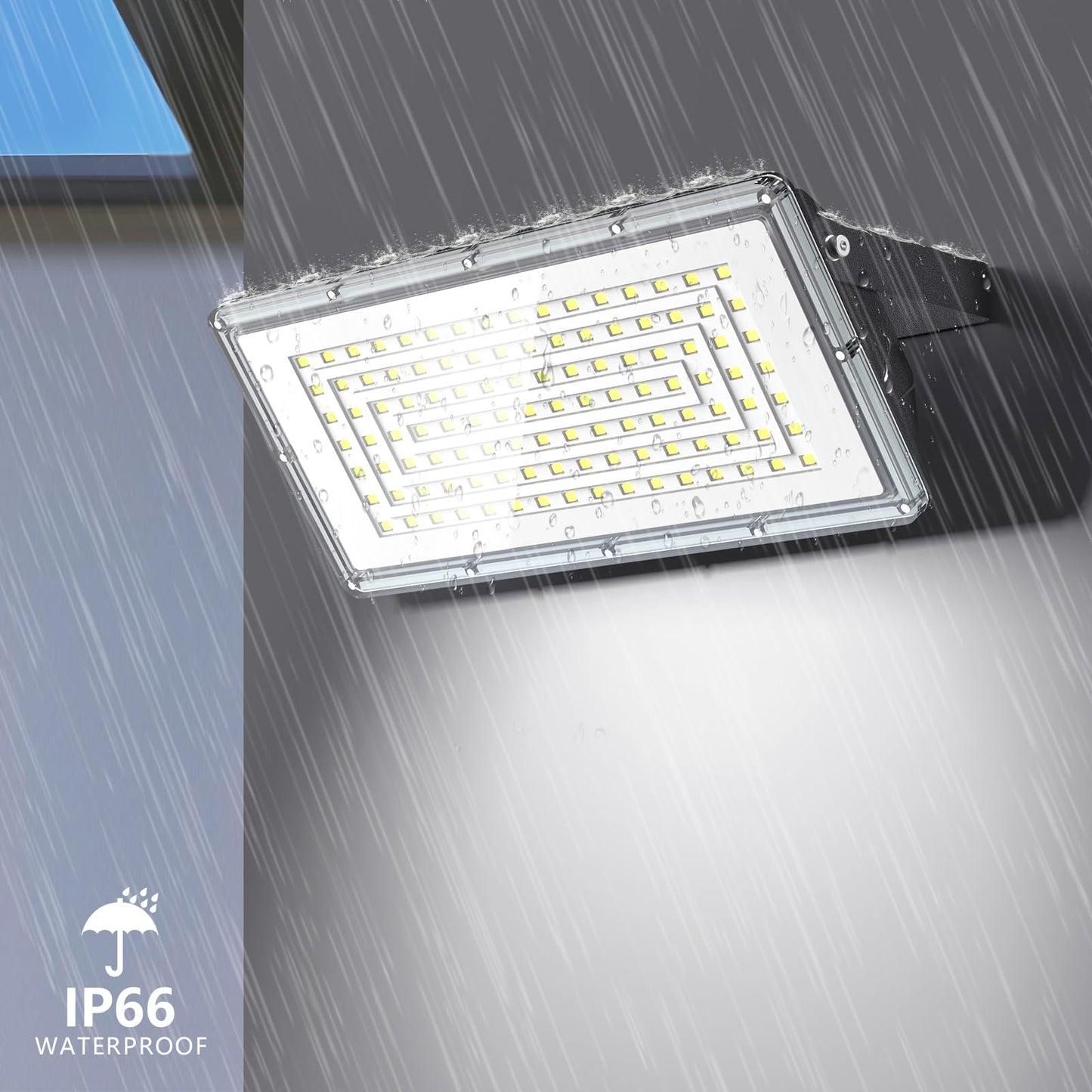 TOPAUBUB 300W LED Stadium Lights Outdoor 2 Piece, Flood Lights Outdoor 30000LM 6500K Cool White IP66 Waterproof for Garden/Warehouse/Yard Lighting