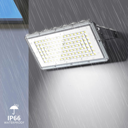 TOPAUBUB 300W LED Stadium Lights Outdoor 2 Piece, Flood Lights Outdoor 30000LM 6500K Cool White IP66 Waterproof for Garden/Warehouse/Yard Lighting