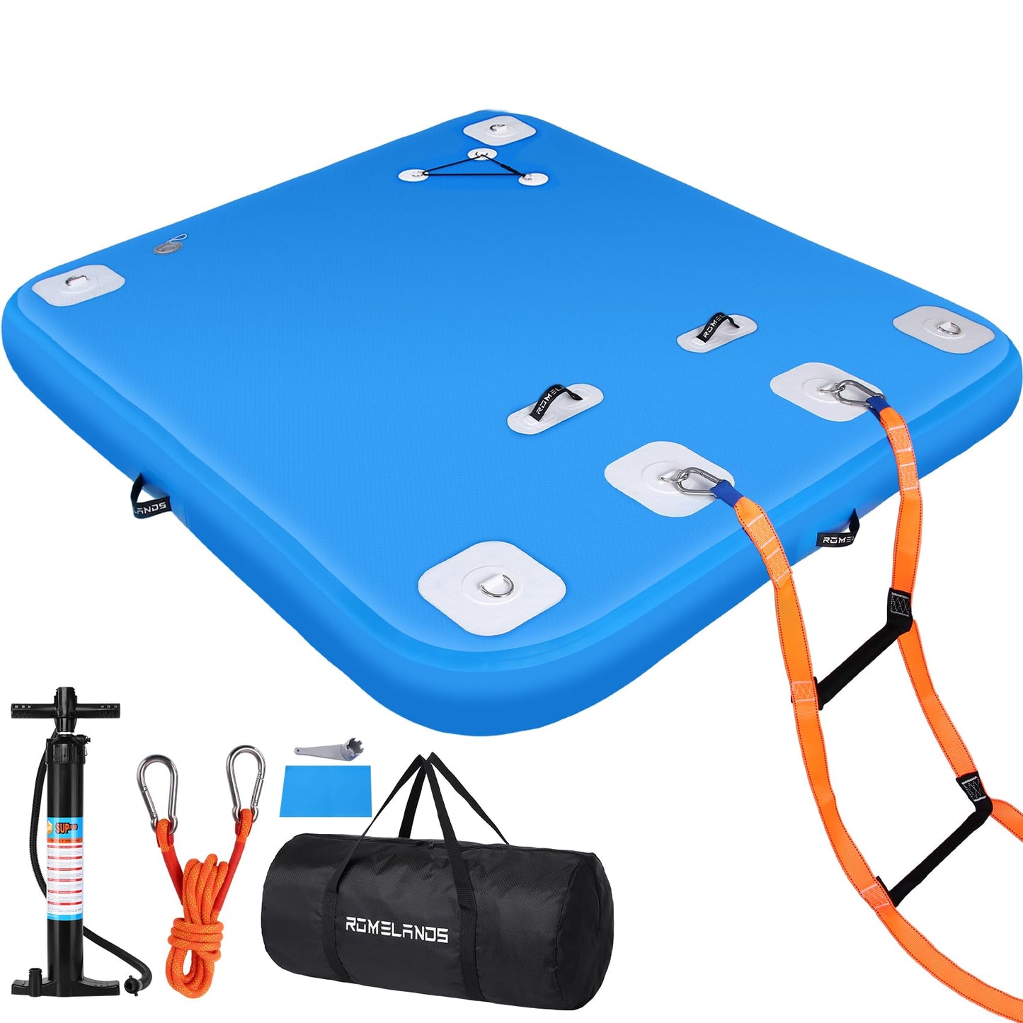 ROMELANDS Inflatable Floating Dock, Swim Platform Floating Island Raft, Large Air Mat Inflatable Water Pad with None-Slip Surface for Lake Pool Beach Ocean