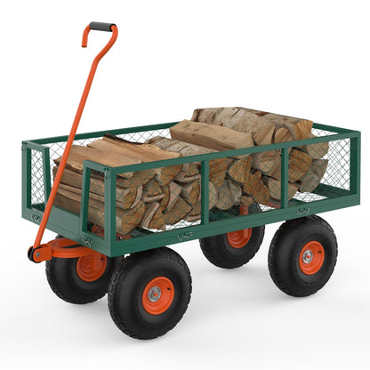Hipicute 900 LBS Garden Cart Steel, 3 in 1 Heavy-Duty Folding Utility Wagon with Removable Sides, 180° Rotating Handle & 10 inch Tires for Outdoor, Farm, Yard, Lawn and Garden