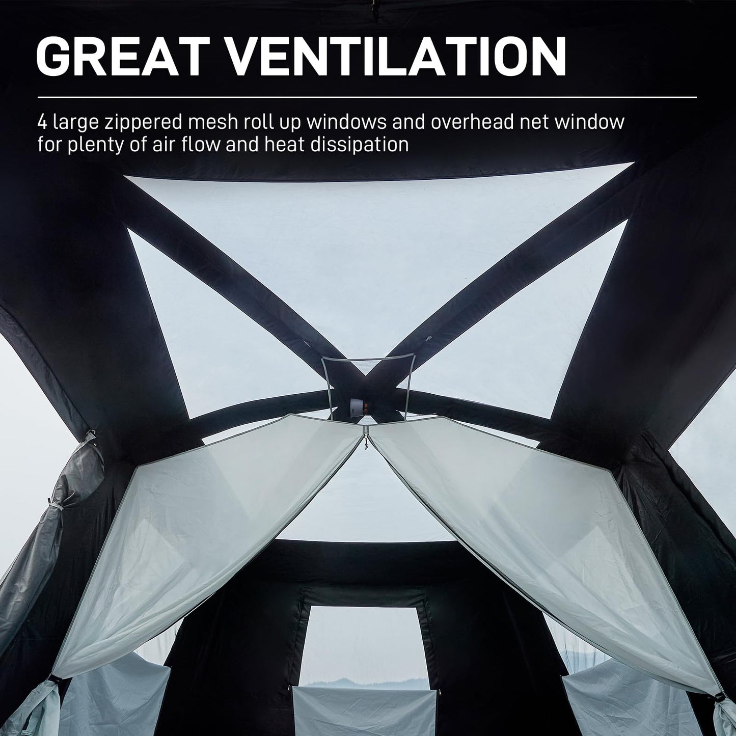 EVER ADVANCED 10 Person Camping Blackout Design Tent, Multi Room Tent for Family, Large Tents with Rainfly and Carry Bag, 2 Doors, Water-Resistant, 14ft x 10ft x 84in