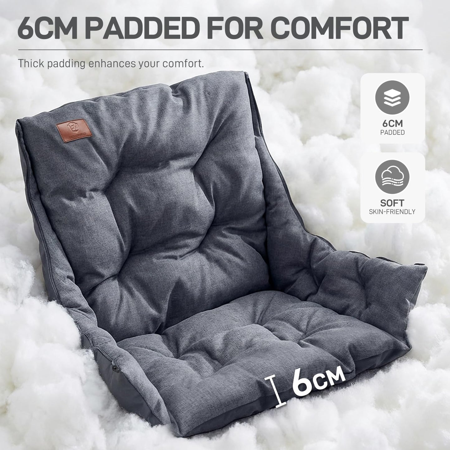 EVER ADVANCED XL Camping Chair with Detachable Cushion, Mesh Chair for Adults Foldable, Oversized Heavy Duty Folding Chair with Cooler Mesh Pocket Cupholder Outdoor Fishing, Supports 400LBS Grey