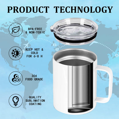 Lilsofee 25 Pack 12 oz Sublimation Mugs with Handle and Lid Straw Stainless Steel Blank Tumbler Coffee Mug Double Vacuum Insulation Heat Press Transfer Printing DIY Cups