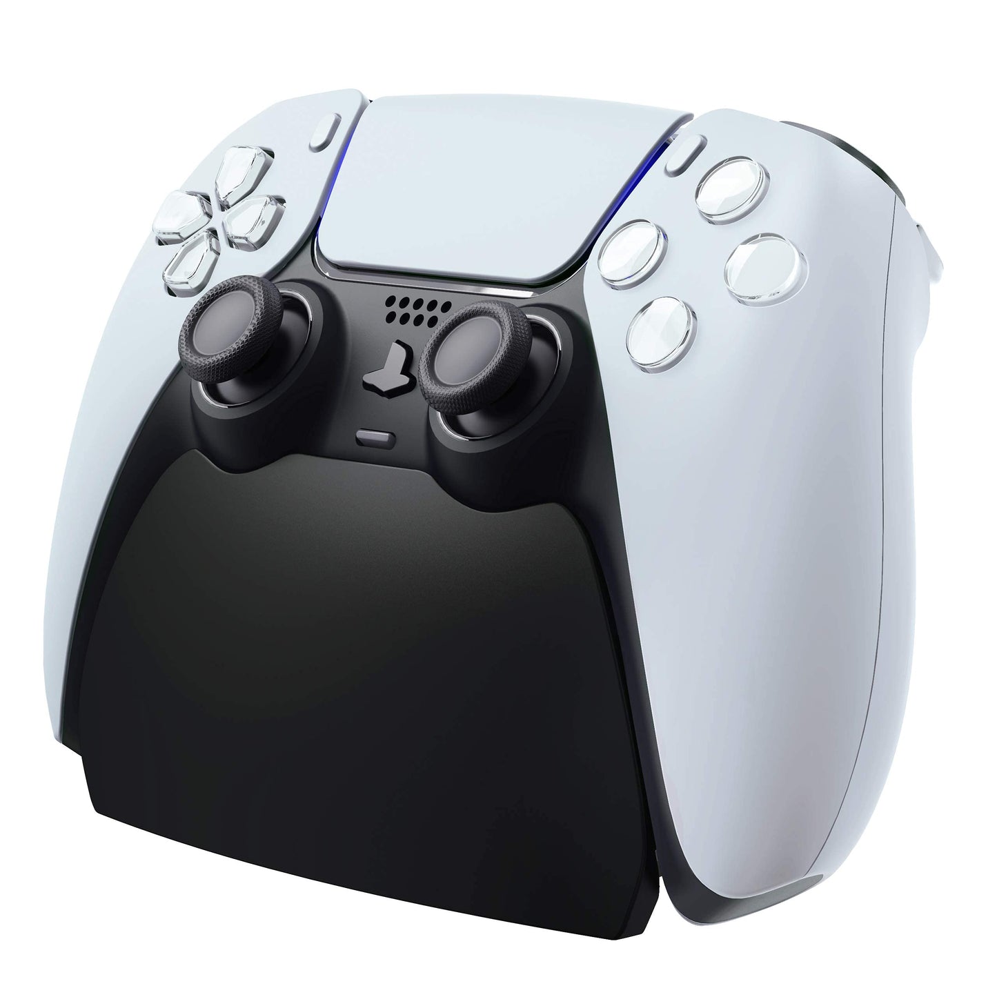 PlayVital Solid Black Controller Display Stand for ps5, Gamepad Accessories Desk Holder for ps5 Controller with Rubber Pads