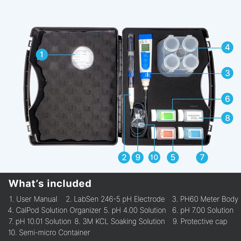 Apera Instruments, LLC-AI312 Apera Instruments Premium Series PH60F Flat pH Pocket Tester Kit for Surface pH Test e.g. Skin, Textiles, Paper, etc, ±0.01 pH Accuracy