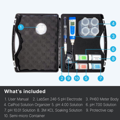Apera Instruments, LLC-AI312 Apera Instruments Premium Series PH60F Flat pH Pocket Tester Kit for Surface pH Test e.g. Skin, Textiles, Paper, etc, ±0.01 pH Accuracy