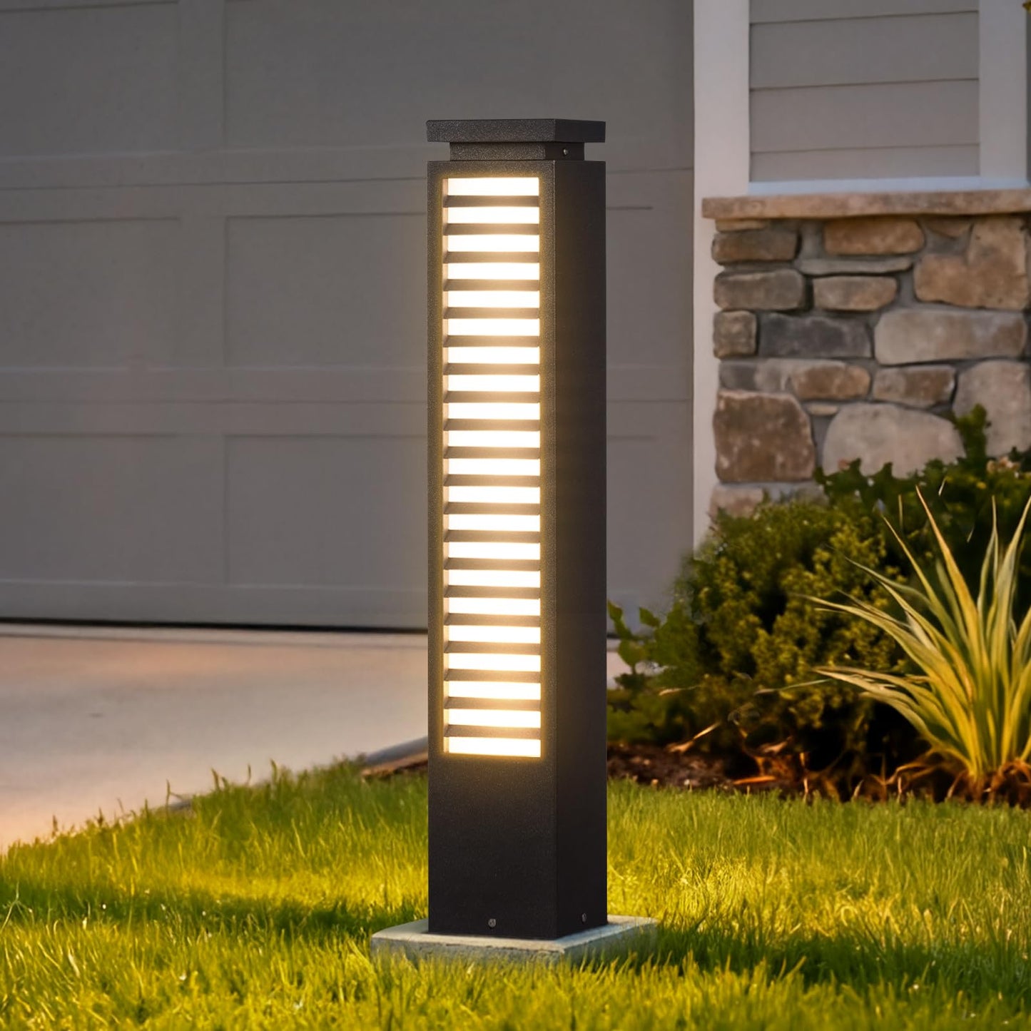 MVBT Outdoor Pathway Lights, 27.6" AC 100-240V Bollard Lights, IP65 Waterproof Path Light, 3000K LED Bollard Landscape Lighting, Modern Commercial Curb Appeal Light for Garden Driveway Sidewalk Lawn