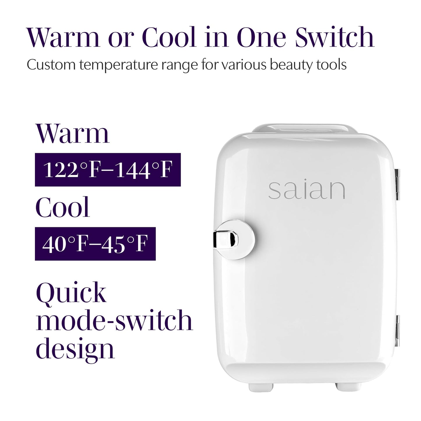 Saian Esty Fridge for Skincare Products - Compact 4L Portable Mini Fridge with Quiet Dual Cooling and Warming for Beauty Tools - Ideal for Desktop, Office or Countertop Use in Home, Spa or Studio