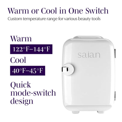 Saian Esty Fridge for Skincare Products - Compact 4L Portable Mini Fridge with Quiet Dual Cooling and Warming for Beauty Tools - Ideal for Desktop, Office or Countertop Use in Home, Spa or Studio