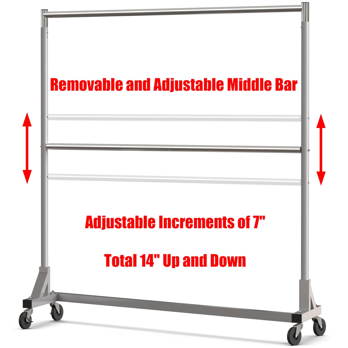 Simple Houseware Commercial Grade Z-Base Double Rod Garment Rack, 600lb Load, 63 inch, Silver