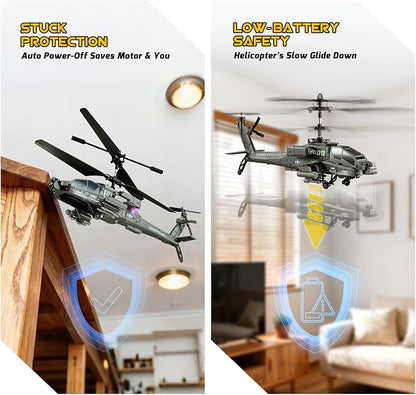 XIKOTEC RC Helicopter Remote Control Helicopter Toy for Kids Beginners and Adults with Altitude Hold Gyro &amp LED Light 2 Batteries &amp USB-C Charging Gift for Boys Ages 8-12 (Green)