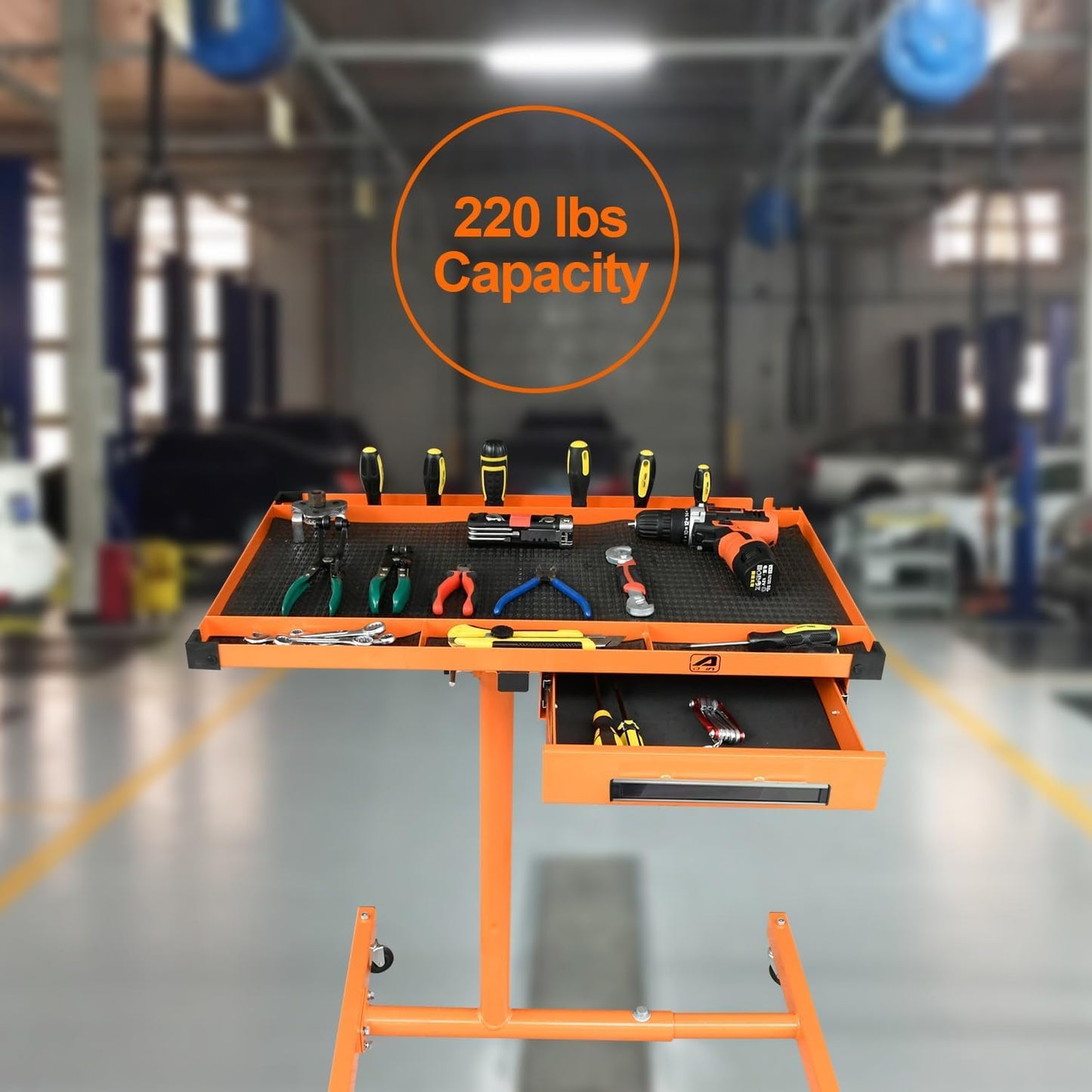 A A IN Heavy Duty Adjustable Work Table with Drawers, for Garages, Repair Shops and DIY, Portable. 220 Pounds Capacity.