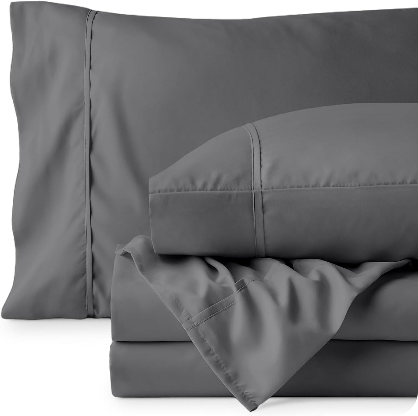 Bare Home Queen Sheet Set - Ultra-Soft 1800 Microfiber Bedding - Deep Pockets - 4 Piece Set | Grey